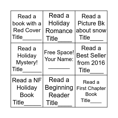 Holiday Reading Conversation Bingo! Bingo Card
