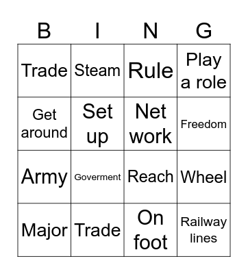 Vocabulary Unit 1 Bingo Card