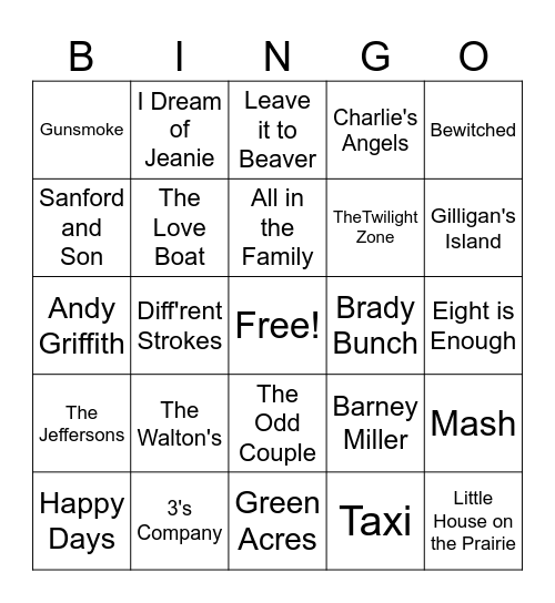 Old TV Shows Bingo Card