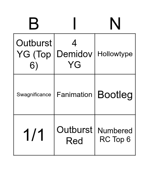 2025-26 Upper Deck Series 1 Bingo Card