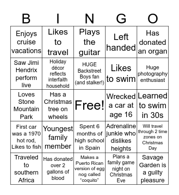 HDSDB Holiday BINGO! Bingo Card