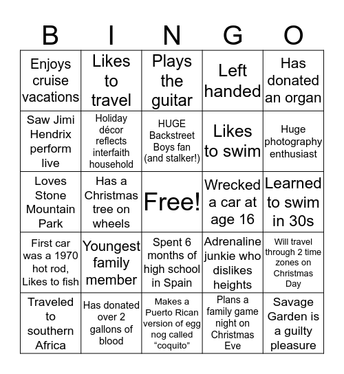 HDSDB Holiday BINGO! Bingo Card