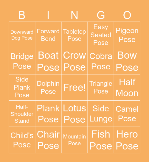 Yoga Bingo Card