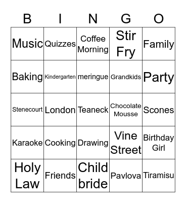 FRANCINE @ 60 Bingo Card