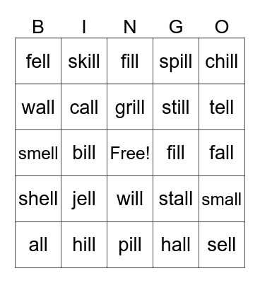 Level E-all-ell-ill Bingo Card