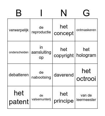 thema NAMAAK Bingo Card