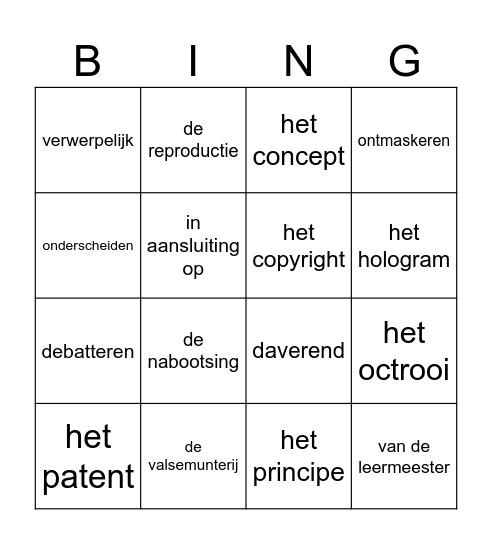 thema NAMAAK Bingo Card