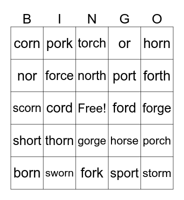 Level G- r-controlled OR Bingo Card