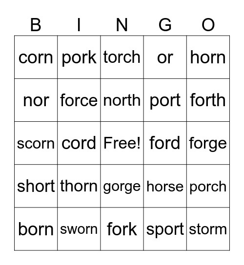 Level G- r-controlled OR Bingo Card