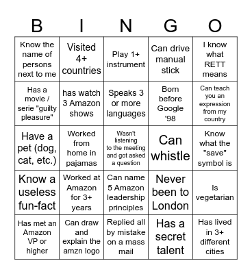 RETT Bingo Card