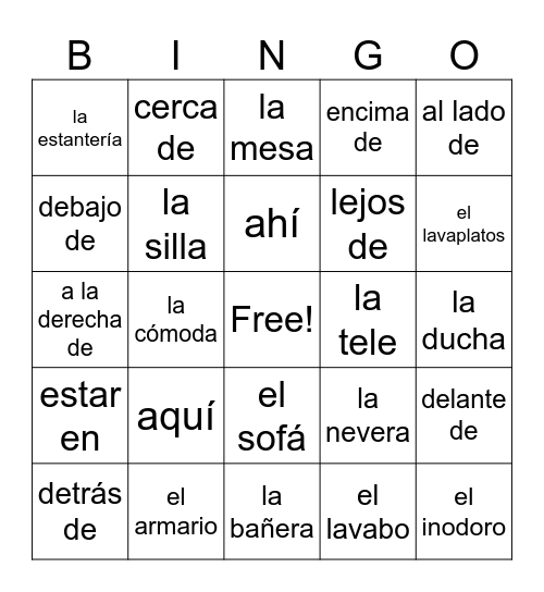 Los Muebles Bingo Card