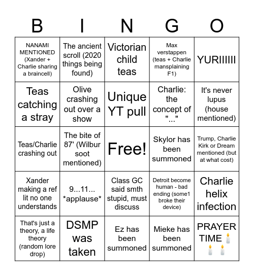 Homocon November 2025 Bingo Card