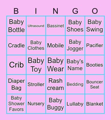 Baby Bingo! Bingo Card