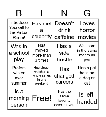 Mixer Bingo Card