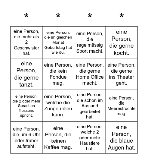 Finde... Bingo Card