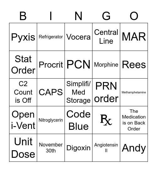 Pharmacy Week Bingo Card