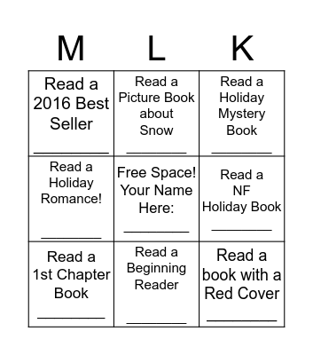 Holiday Reading Conversation Bingo! Bingo Card