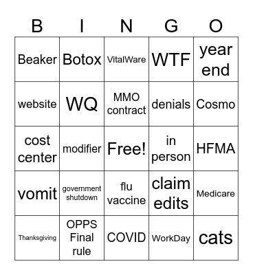 CDM Team Meeting Bingo Card