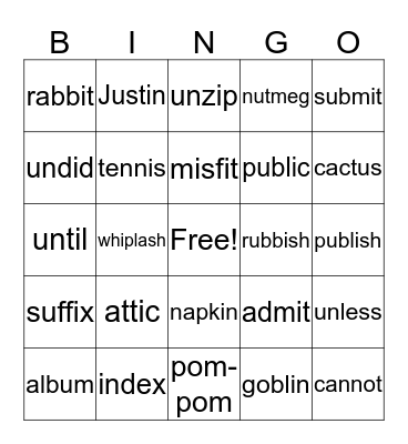 3.1A p.3 Bingo Card