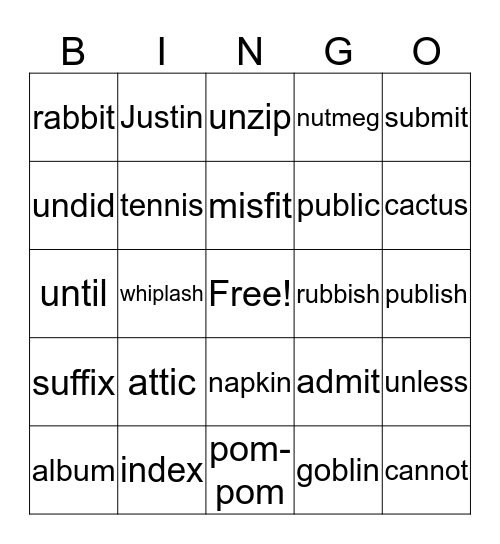 3.1A p.3 Bingo Card