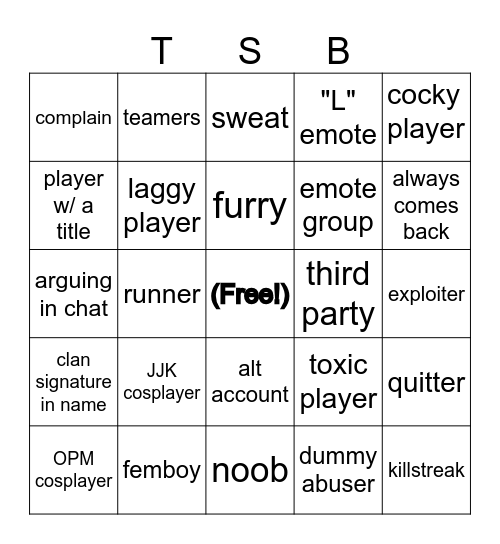 THE STRONGEST BATTLEGROUNDS Bingo Card