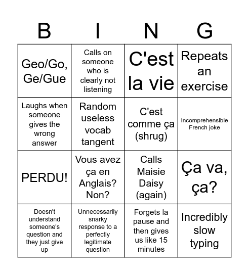 Thierry Minot Bingo Card