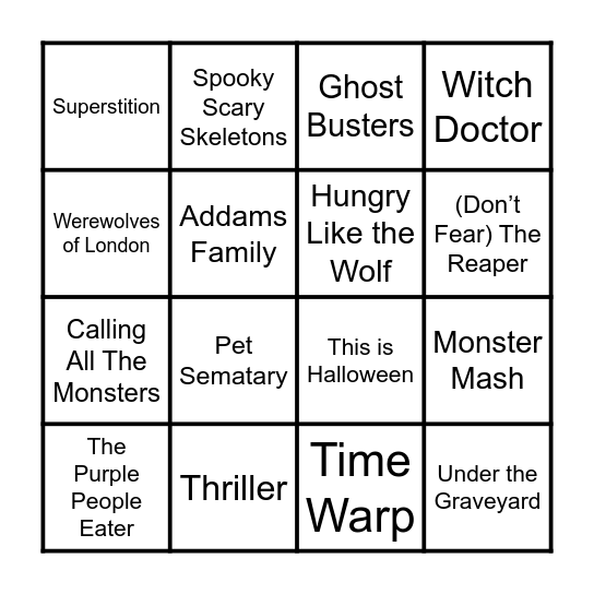 SINGO Bingo Card