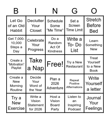 January Wellness Bingo Card