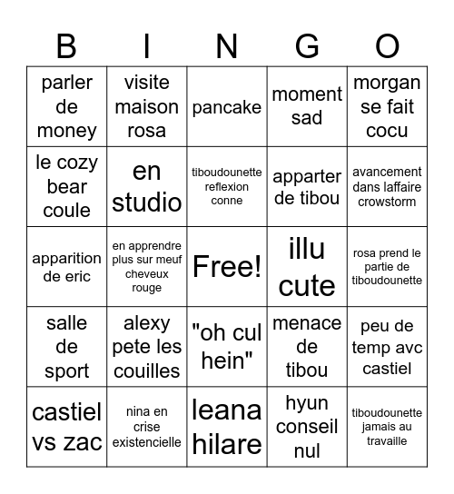 episode 4 Bingo Card