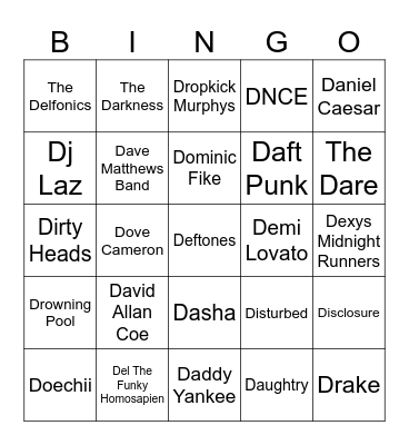 Game #1: Big "Letter D" Energy Bingo Card