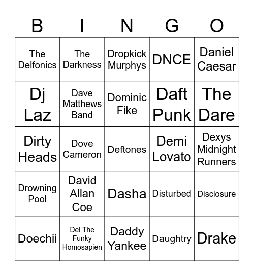 Game #1: Big "Letter D" Energy Bingo Card