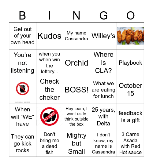 What Would Cassandra Say Bingo Card