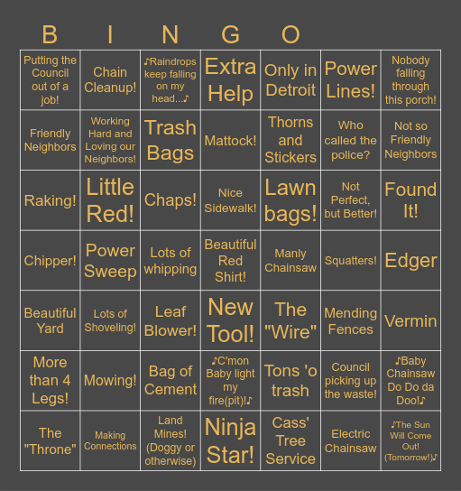 Midlife Stockman Bingo Card