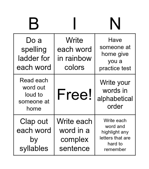 Ancient Civilizations Spelling Words Bingo Card