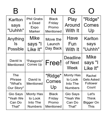 Gio's Grit Bingo Card