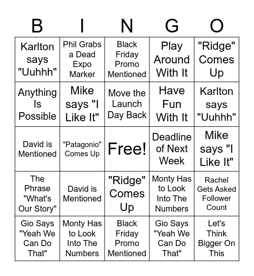 Gio's Grit Bingo Card