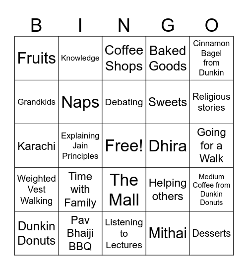 MUKUND BIRTHDAY Bingo Card