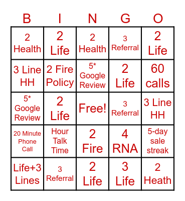 State Farm Bingo Card