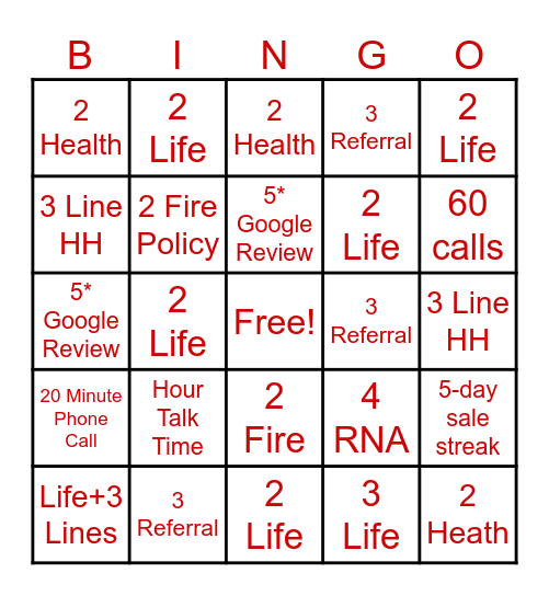 State Farm Bingo Card