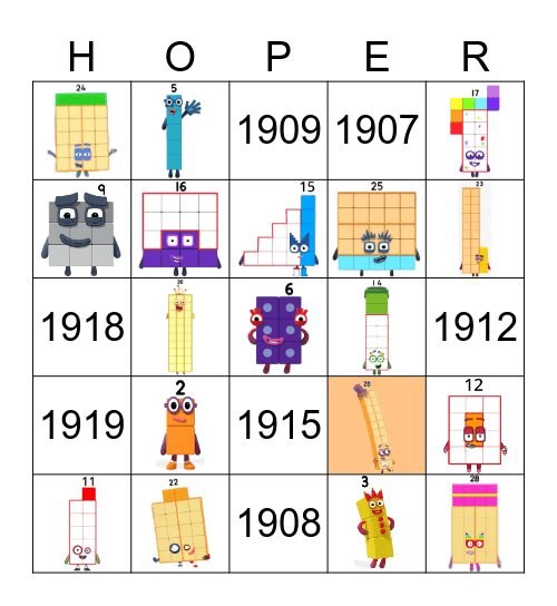 Number blocks Bingo Card