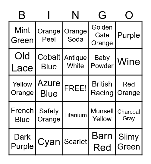 Bingo Card #1 Bingo Card