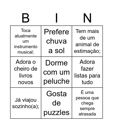 GEP Bingo Card