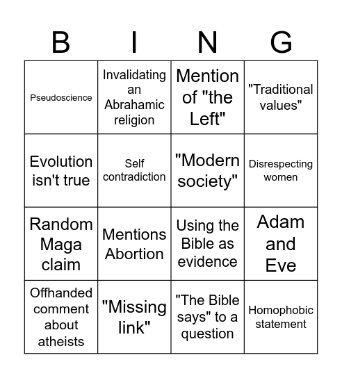 God's Not Dead Bingo Card