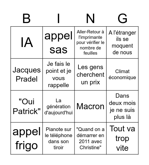 PATRICK EDITION Bingo Card