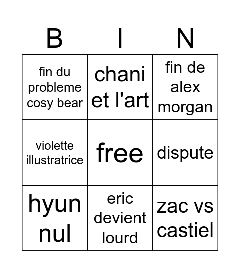 episode 5 Bingo Card