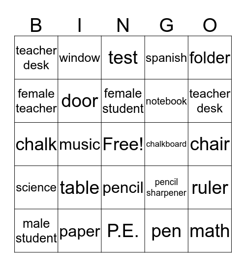 LA clase Bingo Card