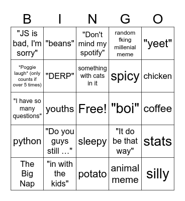 Web 1 Bingo Card