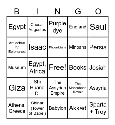 WORLD HISTORY Bingo Card