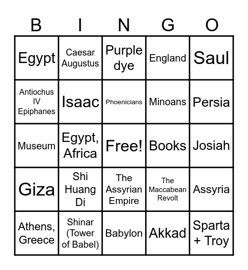 WORLD HISTORY Bingo Card