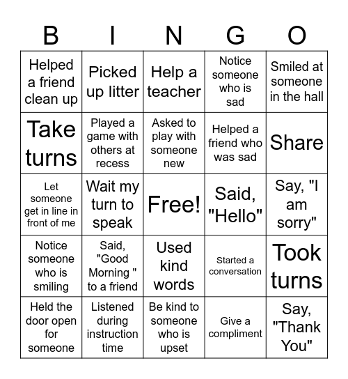 Tiger Bingo Card